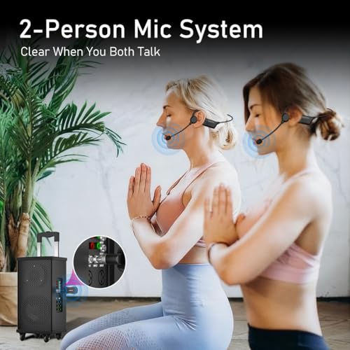KIMAFUN IP67 Waterproof Wireless Fitness Microphone, 2.4G Lightweight Ergonomic Design Headset Mic Used in Swimming Pool, Fitness Sports, Yoga, Gym, Class, Speaker, Laptop, Tablet for 2 People, GWP92 - Image 2