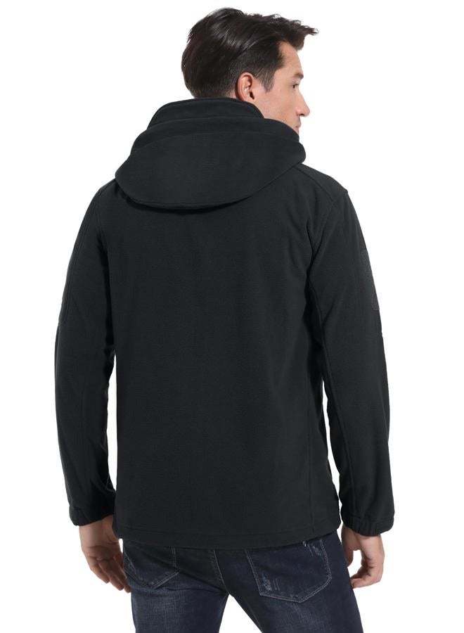 CRYSULLY Men's Fleece Jackets Tactical Military Hunting Winter Windproof Warm Hoodie Coat Jacket, Black, L - Image 5