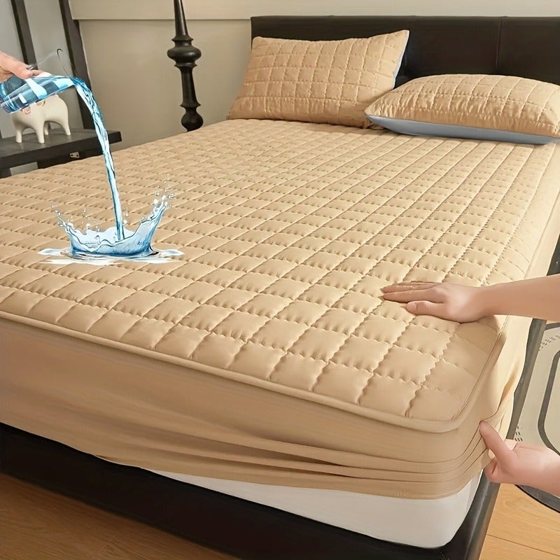 1pc Quilted Mattress Protective Cover - Soft & Waterproof Mattress Protector, Fitted Sheet-Compatible Bedding Cover for Bedroom/Guest Room, 7 Colors Available(Excluding Pillowcase) - Image 2