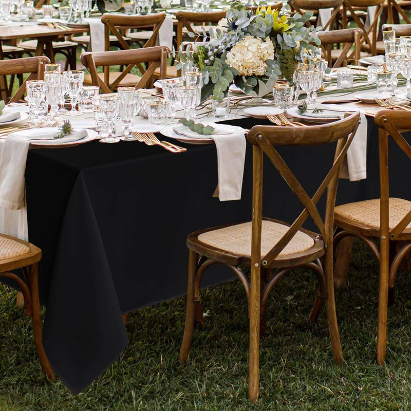 Fitable 8 Pack Rectangle Tablecloths: Stain Resistant Wrinkle Free Fabric Table Clothes, Washable Reusable Polyester Table Covers for Wedding Party Birthday Banquet Reception(Black, 60x102 Inch) - Image 2