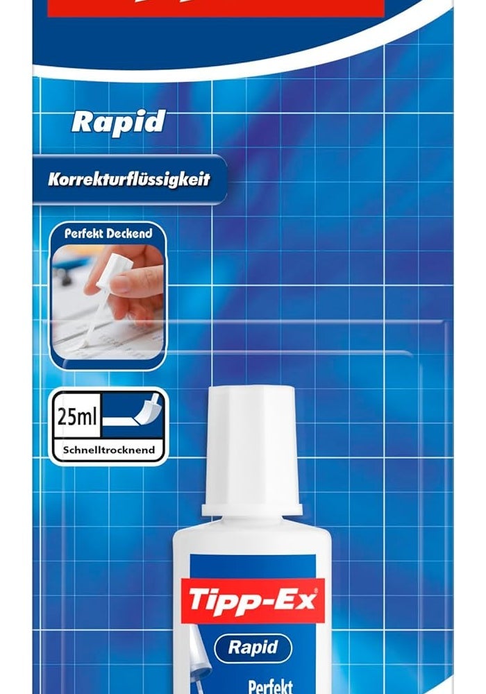 Bic Tipp-Ex Rapid Correction Fluid, 25ml - Fast Drying and Perfectly Covering - Image 1