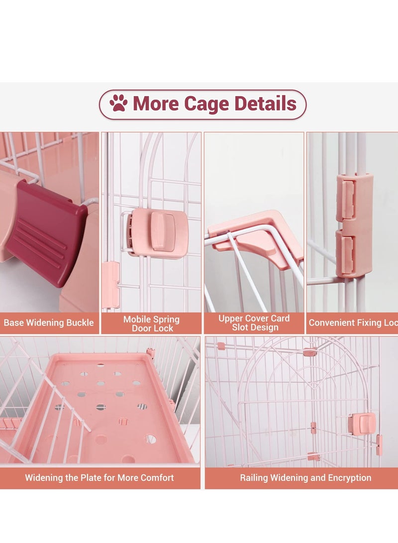 XiuWoo 4-Tier Wire Cat Cage Playpen Kennel, 163cm Cat Catios Large Space for 1-3 Cats, Pink Cat Crate with 3 Platforms 3 Front Doors 1 Ramp Ladders, No Litter Box, pink  - Image 3