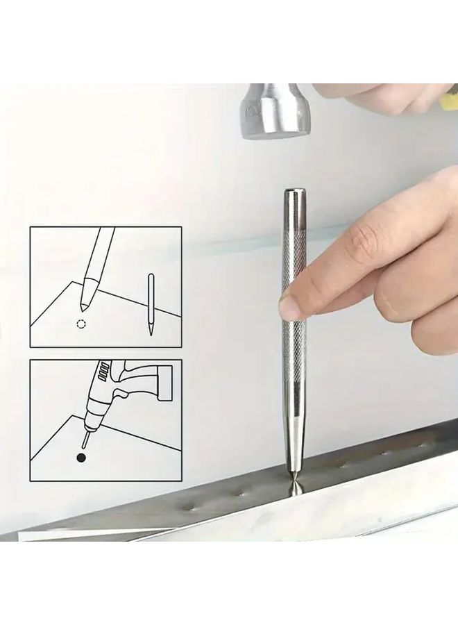 2Pcs High Hardness Center Punch with Non Slip Handle Tapered Point Punch for Metal Drilling Precision Marking Durable Iron Construction Ergonomic Grip for Professional Use Metalworking Tool - Image 4