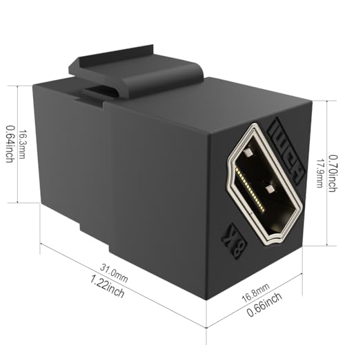 YOEMELY HDMI Keystone 8K, Black HDMI Keystone Coupler for HDMI 2.1a Cable Passthrough, Including 8K 60Hz or 4K 120Hz Resolution and up to 48G Bandwidth (6 Pack) - Image 2