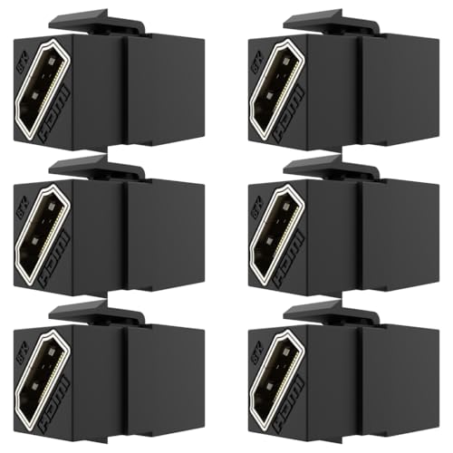 YOEMELY HDMI Keystone 8K, Black HDMI Keystone Coupler for HDMI 2.1a Cable Passthrough, Including 8K 60Hz or 4K 120Hz Resolution and up to 48G Bandwidth (6 Pack) - Image 1