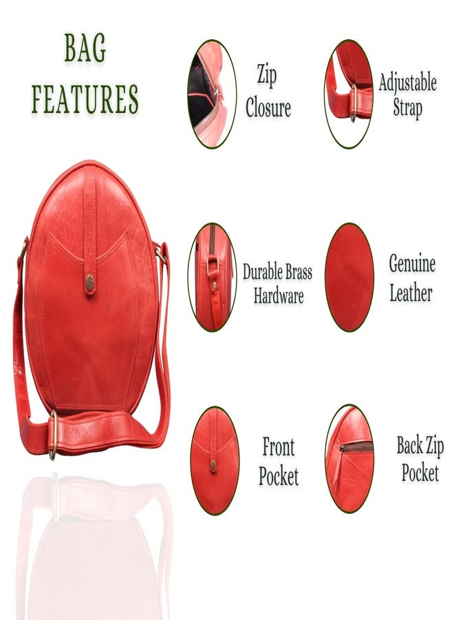 Madosh, Crossbody Round Casual Ladies Purse buffalo Leather Stylish Hobo Women Semi Circle Zipper Shoulder Sling Bag (Red) - Image 5