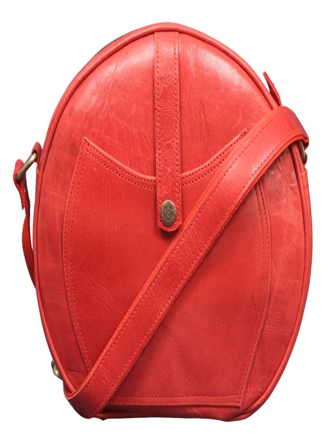 Madosh, Crossbody Round Casual Ladies Purse buffalo Leather Stylish Hobo Women Semi Circle Zipper Shoulder Sling Bag (Red) - Image 1