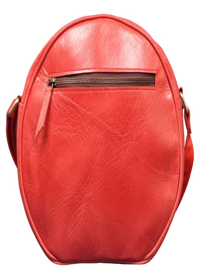 Madosh, Crossbody Round Casual Ladies Purse buffalo Leather Stylish Hobo Women Semi Circle Zipper Shoulder Sling Bag (Red) - Image 2