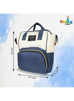Chinmay Kids Baby Diaper Backpack For New Born Baby Mother Mom Stylish Polyester Organizer Bag For Casual Travel Outing & Traveling (White Blue 16 X 9.5 X 7.5 In)  - Image 3