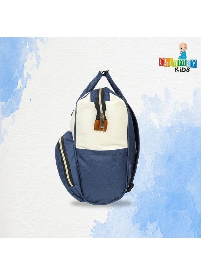 Chinmay Kids Baby Diaper Backpack For New Born Baby Mother Mom Stylish Polyester Organizer Bag For Casual Travel Outing & Traveling (White Blue 16 X 9.5 X 7.5 In)  - Image 5