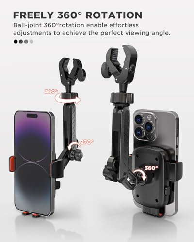 IPOW Rearview Mirror Phone Holder for Car 360°Rotatable and Retractable, Auto Clamp Car Phone Mount with Multi-Angle Adjustment Compatible with All 4-7 Inch Phones - Image 5