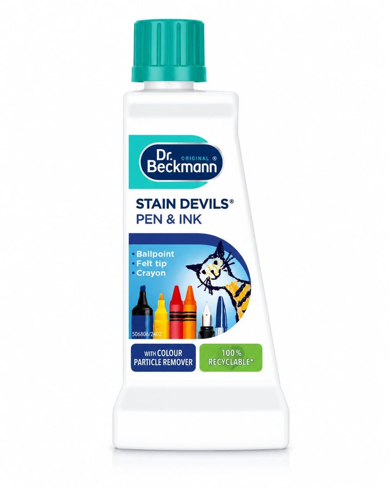 Dr. Beckmann Stain Devils Pen & Ink for Clothes – Instant Removal of Tough Stains – Suitable for All Fabrics – Powerful & Safe Formula – Effective Results from First Use, 50ml - Image 1