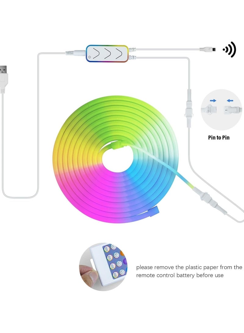 شريط إضاءة نيون مع تطبيق جوال وجهاز تحكم عن بُعد إضاءة RGB متزامنة مع الموسيقى للغرفة شريط إضاءة LED متعدد الألوان للإضاءة الخلفية للتلفزيون، ديكور المنزل، الألعاب (5 أمتار) - Image 3
