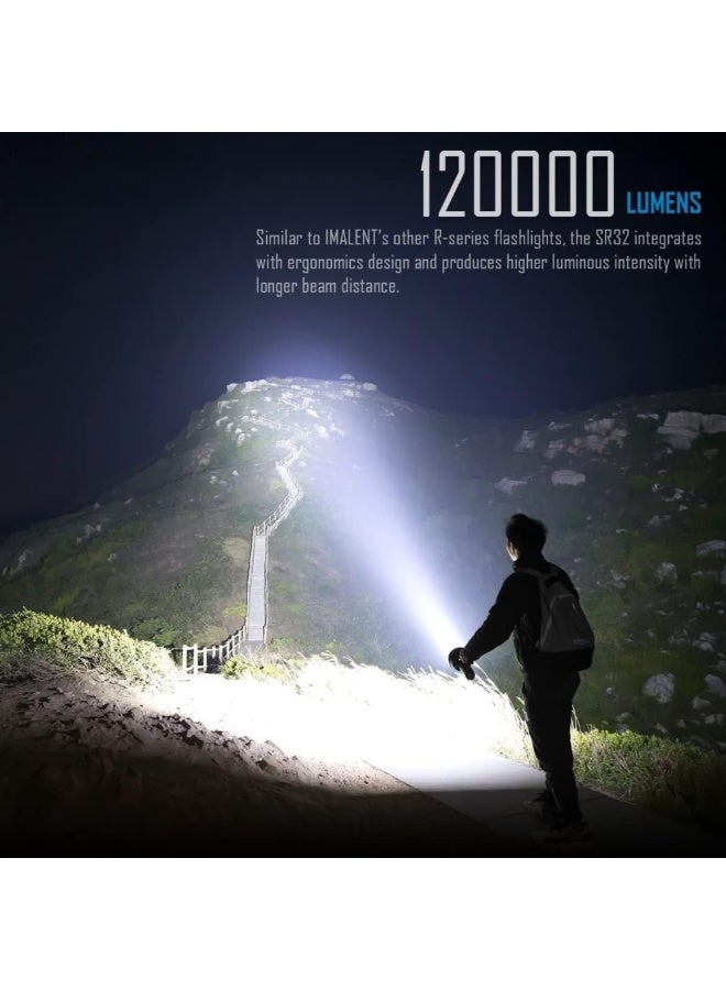 Super Bright Flashlight 120000 Lumens with 32 High-Power LEDs PD 100W Fast Charging OLED Display Handheld Searchlight for Outdoor Camping Hiking Emergency Night Use Long Range High Lumen Torch  - Image 5