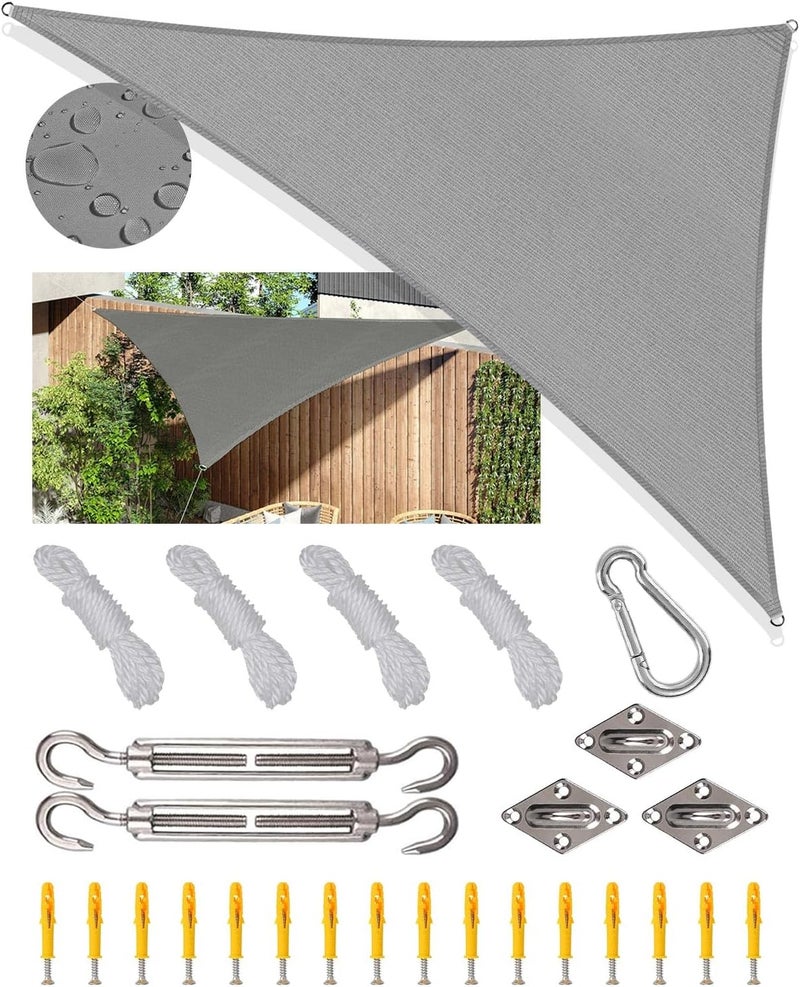 MOXTOYU Triangle Sun Shade Sail Waterproof, 3x4x5m Garden Sail, PES Awning Canopy 98% UV Block With Rope, Outdoor Patio Party Awning with Install Accessories, Weather Resistant Durable Garden Shade Sail - Image 1