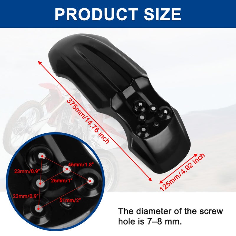 PSLER Motorcycle Front Wheel Mudguard Compatible with CRF50 Style 125CC Pit Bike & Tutti Soleil 01, Impact Resistant PP Plastic Splash Guard, Off-Road Dirt Bike Body Protector, Black - Image 5