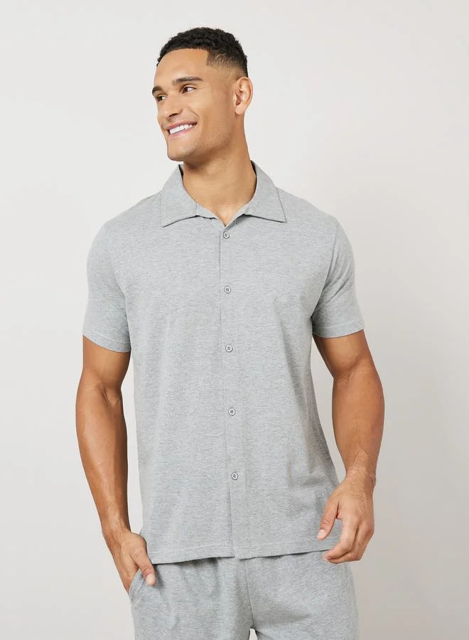 Styli Melange Shirt & Pyjama Nightwear Set