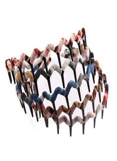 Fodattm 5Pcs Bohemia Style Shark Tooth Wrapped Cloth Hairband Plastic Teeth Comb Hair Hoop Headband  - Image 1