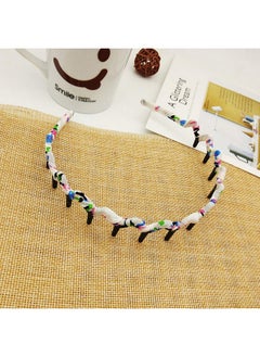Fodattm 5Pcs Bohemia Style Shark Tooth Wrapped Cloth Hairband Plastic Teeth Comb Hair Hoop Headband  - Image 3
