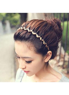 Fodattm 5Pcs Bohemia Style Shark Tooth Wrapped Cloth Hairband Plastic Teeth Comb Hair Hoop Headband  - Image 2