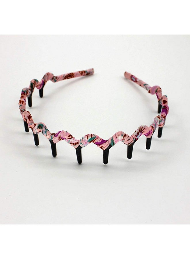 فوداتم 5 قطع بوهيميا نمط أسنان القرش ملفوفة القماش هيرباند البلاستيك الأسنان مشط الشعر هوب عقال - Image 4