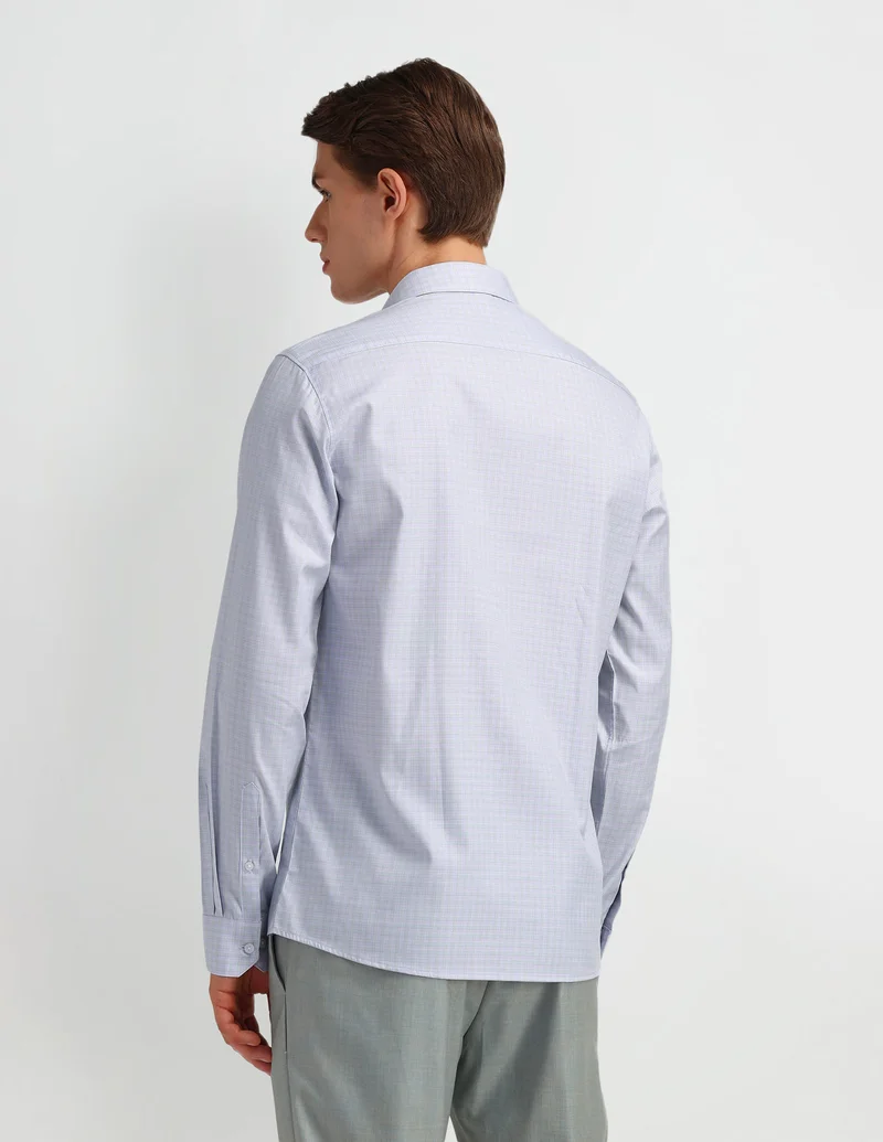 Arrow Light Lavender Manhattan Slim Fit Micro Checked Shirt for Men | Best Price UAE