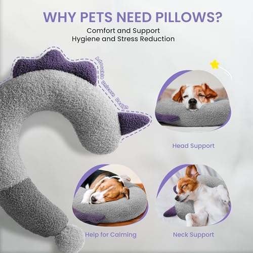 HiPetpy Dog Calming Pillow Soft Neck Pillow for Dogs Washable Sleep Pillow for Better Sleep Reduces Anxiety Gift for SmallMediumLarge Dogs and Cats - Image 3