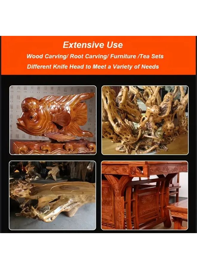 Rotary Wood Carving Drill Set With Multi Size Bits Professional Woodworking Tools - Image 5