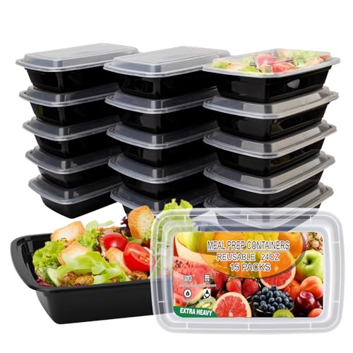 Ezalia 15 Pack Meal Prep Containers Reusable 24oz Plastic Food Prep Containers Leakproof To Go Food Containers with Lids BPAFree MicrowaveDishwasherFreezer Safe - Image 1