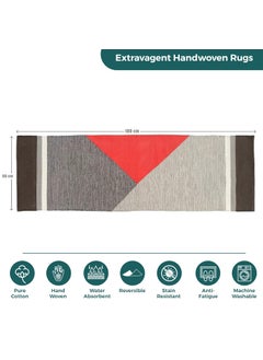 H2H H2H House2Home Cotton Runner/Floor Mat 2x6ft | Suitable as Kitchen Runner, Hallway, Living Room, Bedroom | Geometric Design, Red Color Shade | 60x180  - Image 2