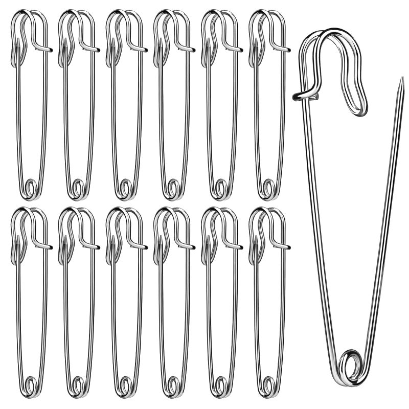 Ftyiwu Large Safety Pins, 15 Pack Heavy Duty Safety Pins 3 Inch, Stainless Steel Safety Pin for Clothes, Blankets, Laundry, Leather Canvas, DIY Crafts - Image 1