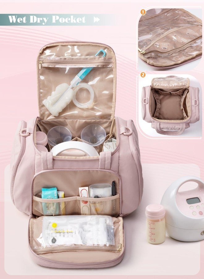Marscamd Quilted Breast Pump Bag Compatible with Spectra S1 and S2, Pumping Bag with Cooler Compartment and a Drying Mat, Pink - Image 3