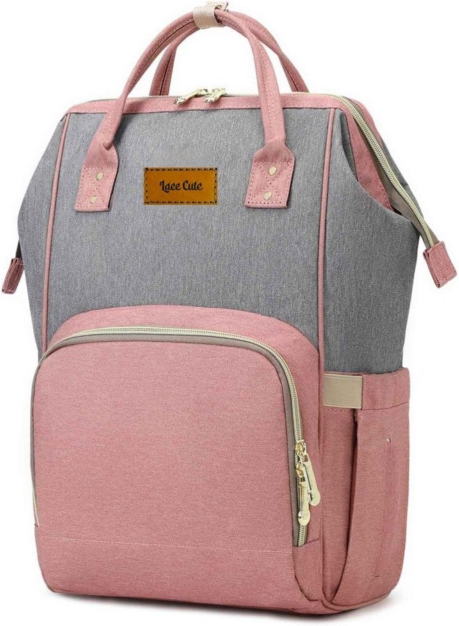 Laee cute Premium Diaper Bag for Mothers | Spacious Waterproof Backpack with Multiple Pockets to Easily Organise Baby Essentials Diaper Backpack(Unicon Print) (pink & GREY) - Image 1