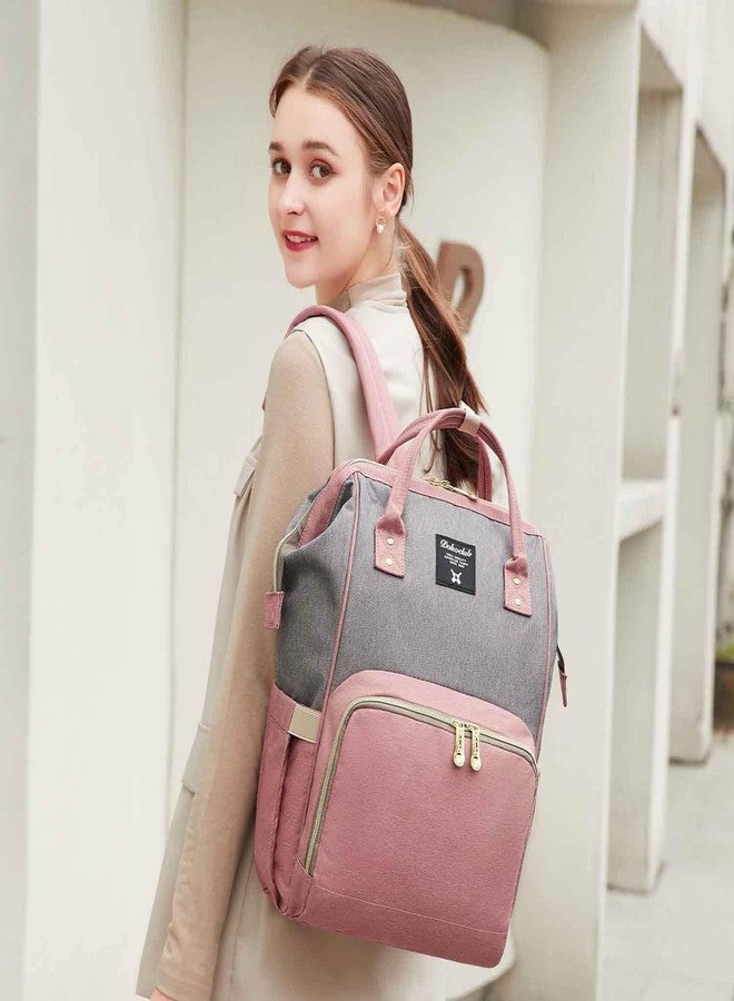 Laee cute Premium Diaper Bag for Mothers | Spacious Waterproof Backpack with Multiple Pockets to Easily Organise Baby Essentials Diaper Backpack(Unicon Print) (pink & GREY) - Image 3