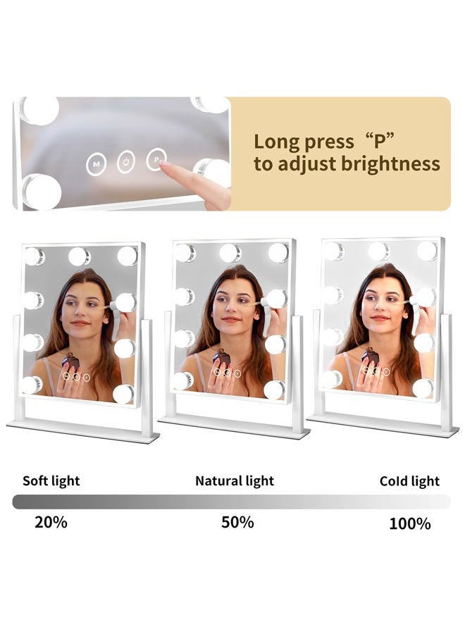 NUSVAN Vanity Mirror with Lights, Makeup Mirror with Lights,3 Color Lighting Modes Detachable 10X Magnification Mirror Touch Control,360°Rotation, White.  - Image 3