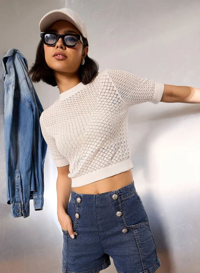SASSAFRAS Crochet Beach Top for Women