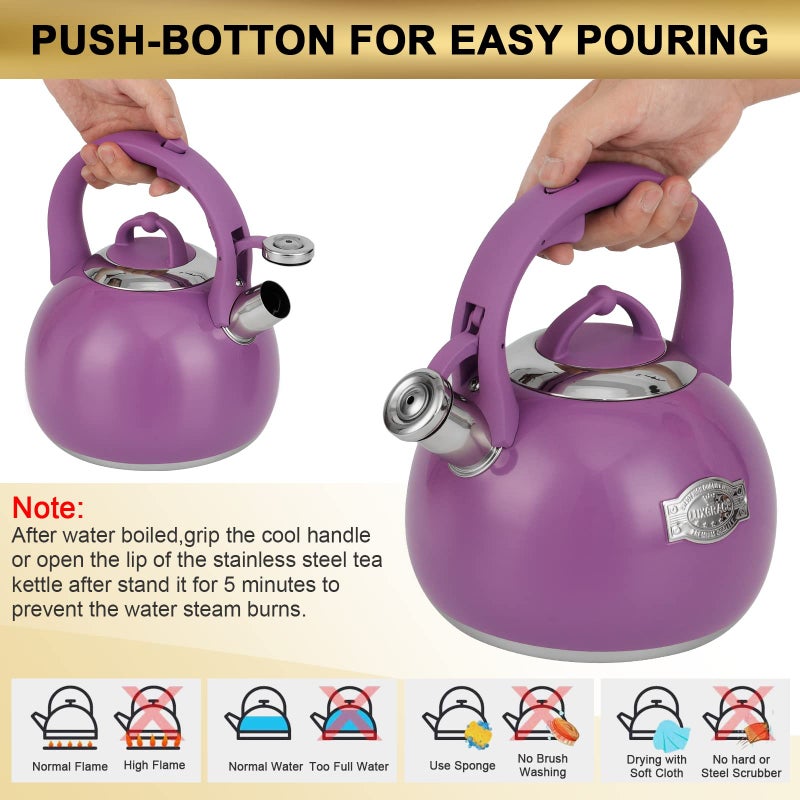 LUXGRACE Tea Kettle for Stovetop, Food Grade Stainless Steel Water Kettle, Tea Pot for Home & Kitchen, 3.1 Quart - Image 4