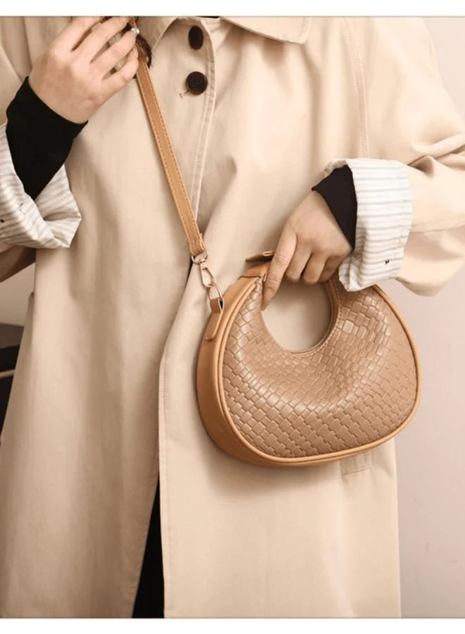 Take Two Khaki Woven Shoulder Bag