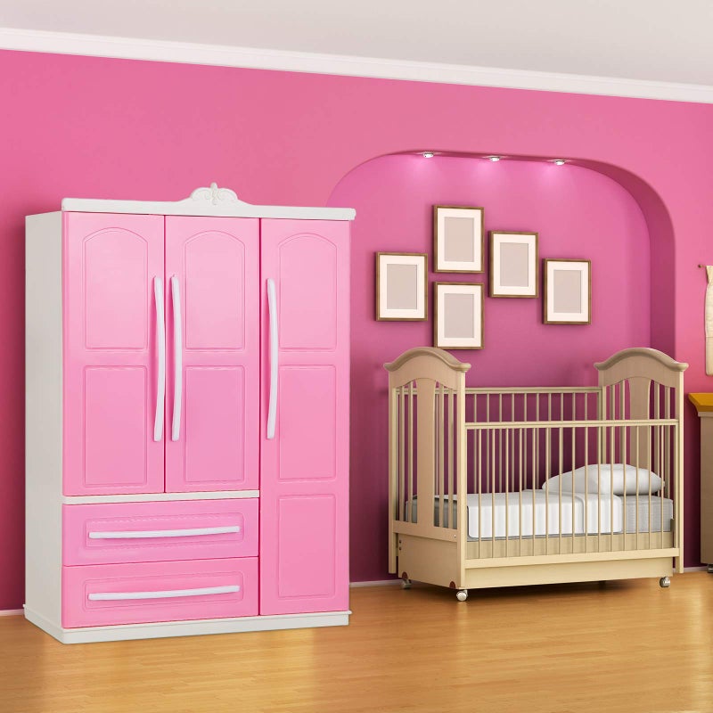 Skylety Doll Closet Furniture Wardrobe Clothing Organizer Doll Open Wardrobe Dollhouse Closet with 20 Pieces Hangers 2 Style Pink Plastic Hangers Dollhouse Furniture Accessories(Classic Style) - Image 5