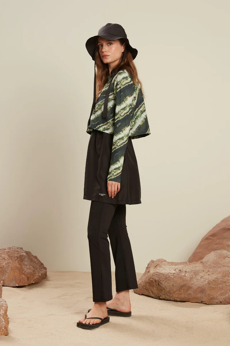 Manuka Batik-Green Parachute Fabric 3 Piece Modest Swimsuit Standard