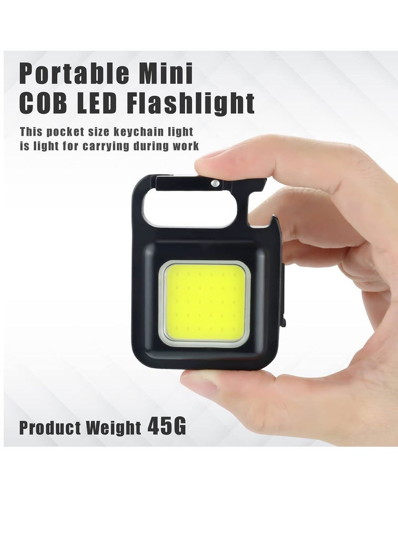 Small Mini COB Pocket Magnetic Flashlights Powerful 800 High Lumens Bright Rechargeable Keychain Work Light Flashlight Pack 2 - Image 3