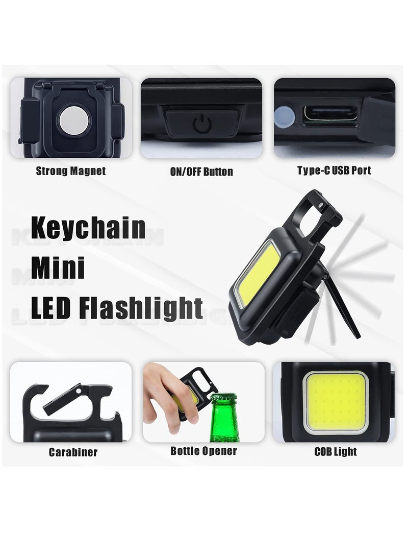 Small Mini COB Pocket Magnetic Flashlights Powerful 800 High Lumens Bright Rechargeable Keychain Work Light Flashlight Pack 2 - Image 4