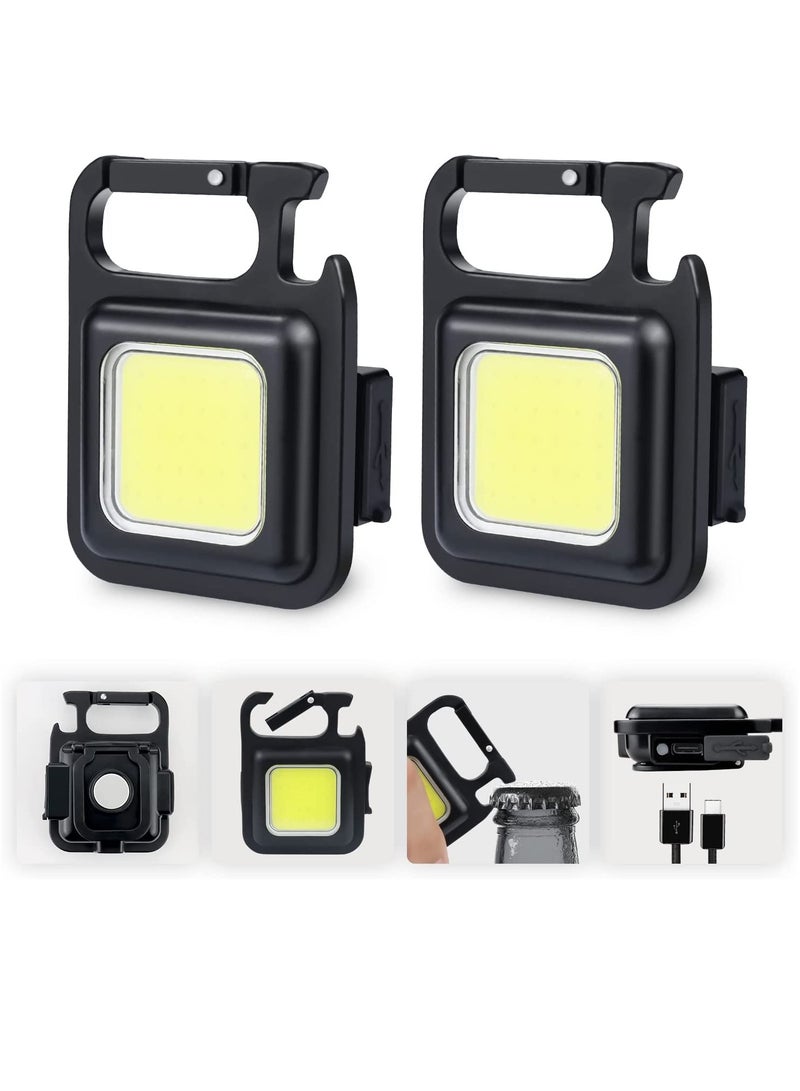 Small Mini COB Pocket Magnetic Flashlights Powerful 800 High Lumens Bright Rechargeable Keychain Work Light Flashlight Pack 2 - Image 1