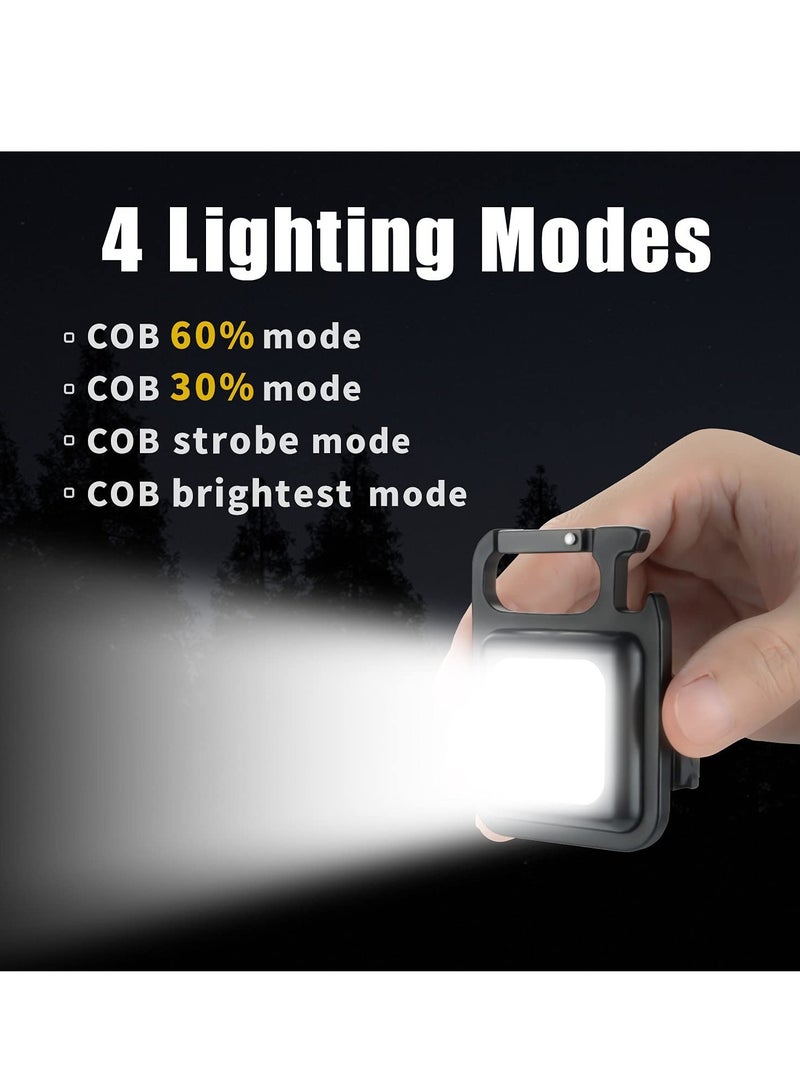 Small Mini COB Pocket Magnetic Flashlights Powerful 800 High Lumens Bright Rechargeable Keychain Work Light Flashlight Pack 2 - Image 2