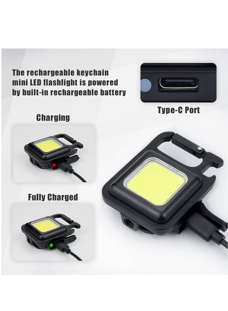 Small Mini COB Pocket Magnetic Flashlights Powerful 800 High Lumens Bright Rechargeable Keychain Work Light Flashlight Pack 2 - Image 5