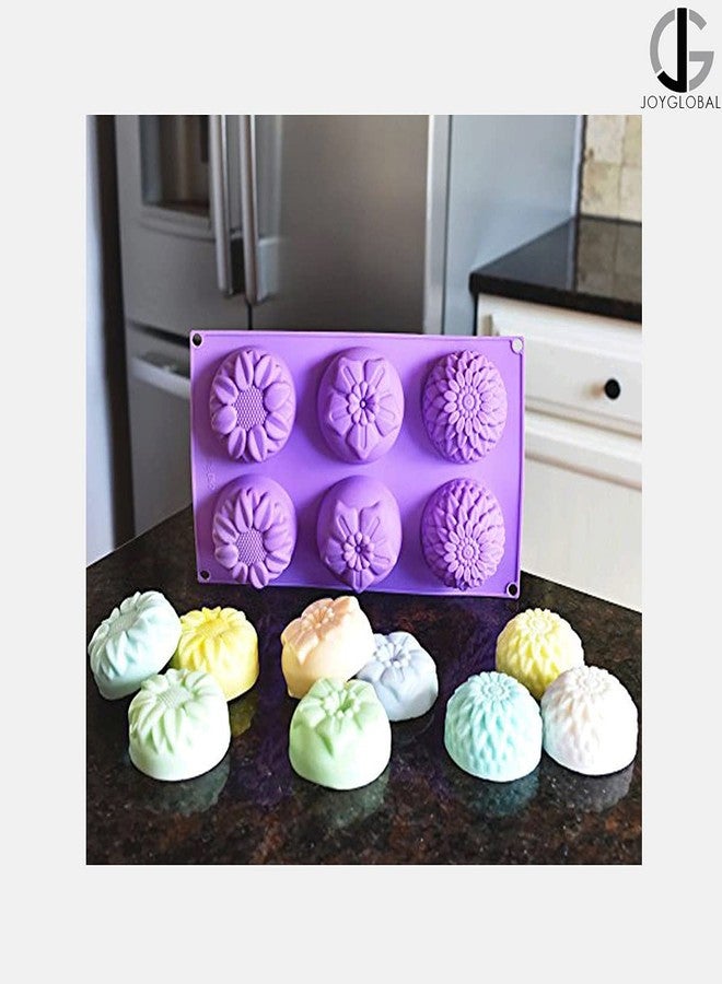 JoyGlobal Silicone 6 Cavity Sunflower Mixed Flower Chrysanthemum Cupcake Baking Muffin Candle Soap Mould (Output Weight Approx :100 Grams) - Image 2