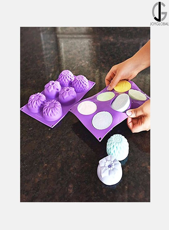 JoyGlobal Silicone 6 Cavity Sunflower Mixed Flower Chrysanthemum Cupcake Baking Muffin Candle Soap Mould (Output Weight Approx :100 Grams) - Image 3