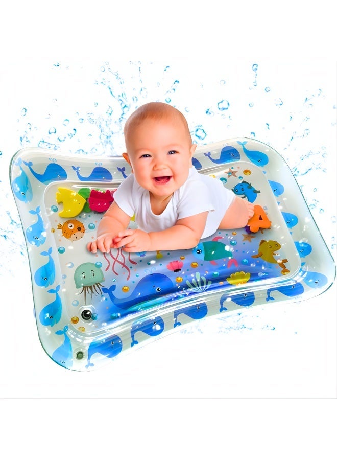 VIO Inflatable Tummy Time Mat Water Play Mat for Babies Infants Toddlers Sensory Baby Toys for 3 to 24 Months Strengthen Your Baby's Muscles Portable Baby Tummy Time Mat with Floating Fish Happy Baby Activity Mat Promote Development Sensory Toys for Early Development Activities Baby Essentials Baby Gift Travel Friendly - Image 1