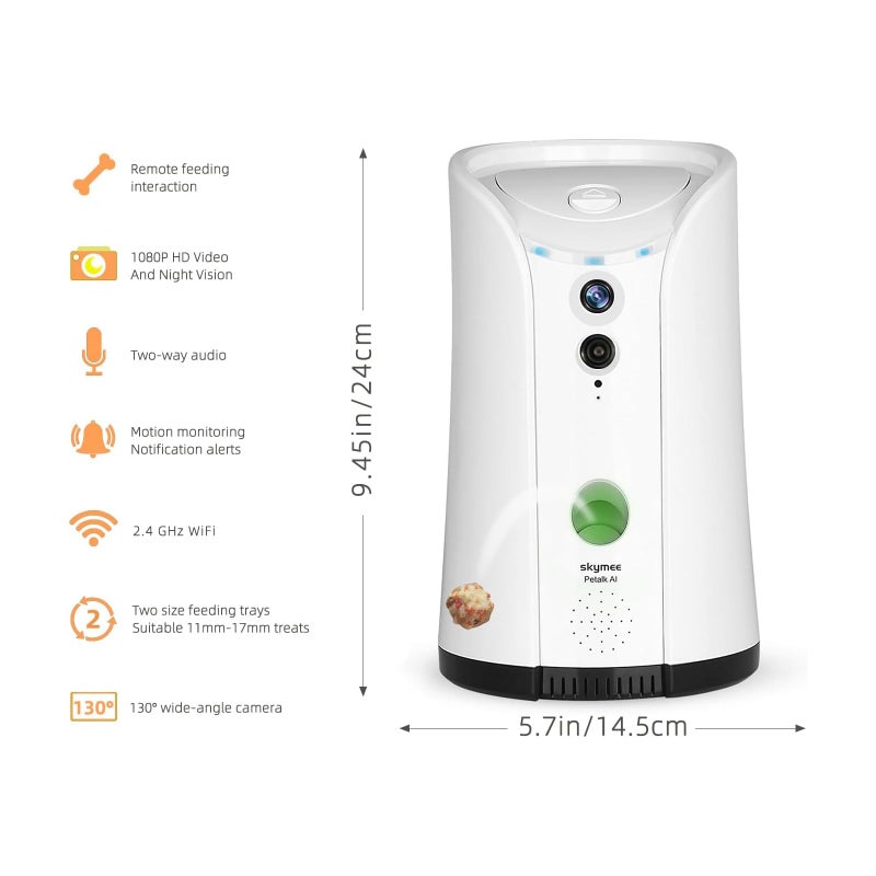 SKYMEE Dog Camera Treat Dispenser, WiFi Remote Pet Camera with Two-Way Audio and Night Vision, Compatible with Alexa - Image 2