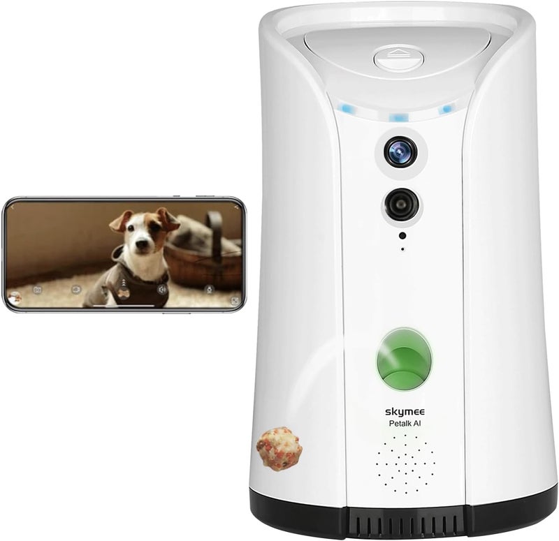 SKYMEE Dog Camera Treat Dispenser, WiFi Remote Pet Camera with Two-Way Audio and Night Vision, Compatible with Alexa - Image 1